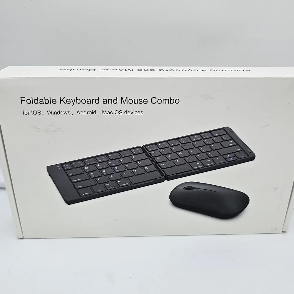 Foldable Wireless Keyboard & Mouse Combo – USB-C Rechargeable – New in Box